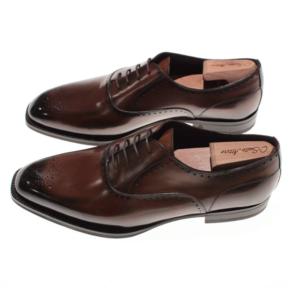 Di Bianco NWB Oxford Dress Shoes Size 42.5 (US 9.5) Brown Leather Made in Italy